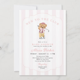 Invitación Golf nueva en el club rosa shower de bebé niña