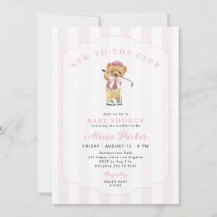 Invitación Golf nueva en el club rosa shower de bebé niña