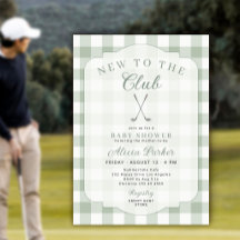 Golf nuevo en el club verde a cuadros baby shower