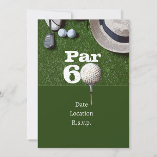 Invitación Golf Par 60 años cumpleaños de oro