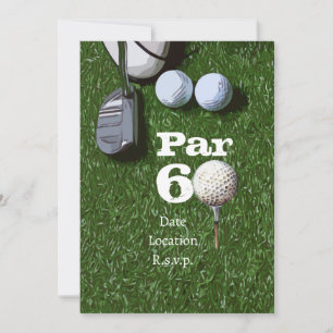 Invitación Golf Par 60 años cumpleaños de oro
