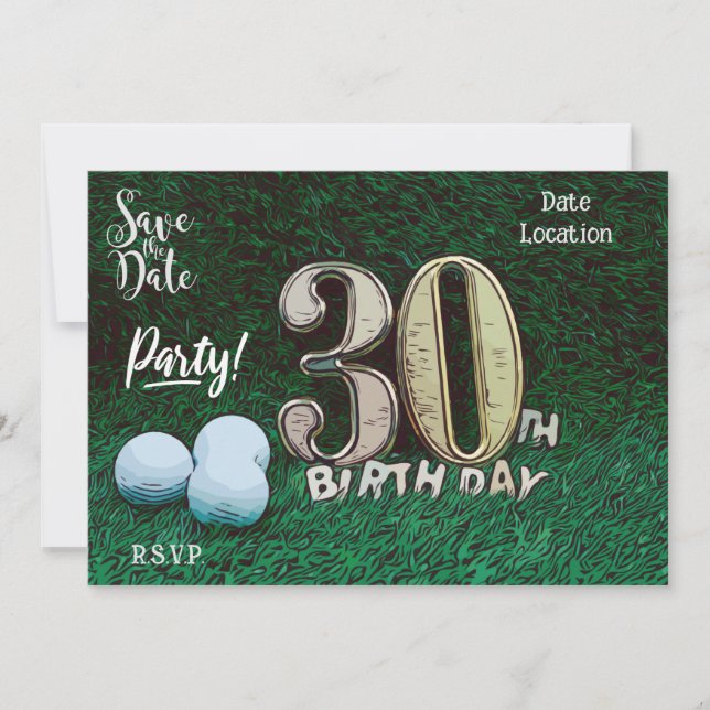Invitación Golf Par tee fiesta 30 cumpleaños al golfista (Anverso)
