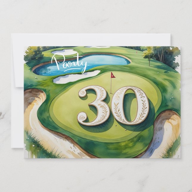 Invitación Golf Par tee fiesta 30 cumpleaños al golfista (Anverso)
