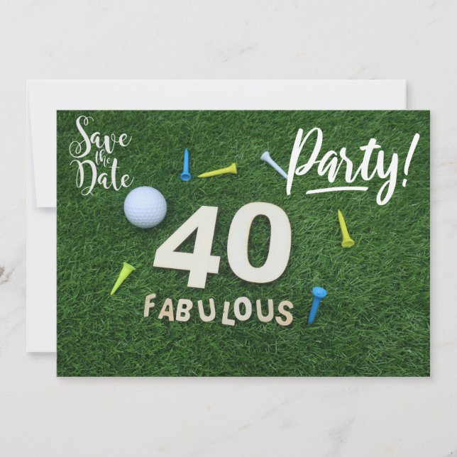 Invitación Golf Par tee fiesta 40 cumpleaños al golfista (Anverso)