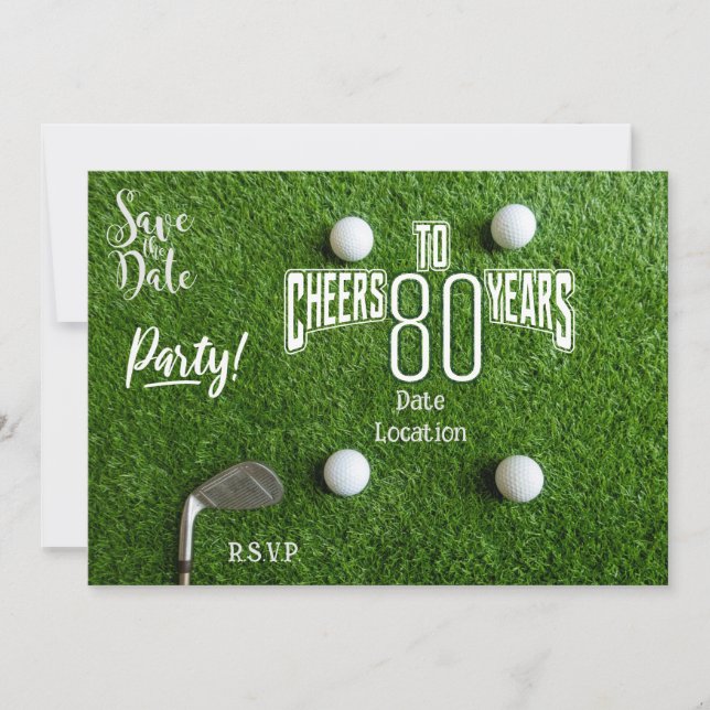 Invitación Golf Par tee fiesta 80º cumpleaños al golfista (Anverso)