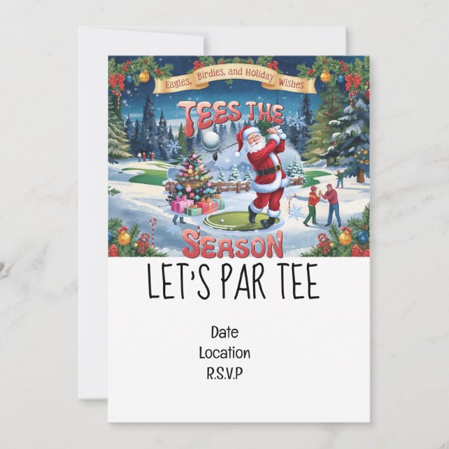 Invitación Golf Par tee Navidades con Santa Claus (Anverso)