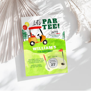 Invitación Golf Par-tee Swing By Boy Kids Cumpleaños