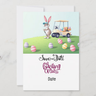 Invitación Golf Pascua Bunny montar un carrito de golf en un