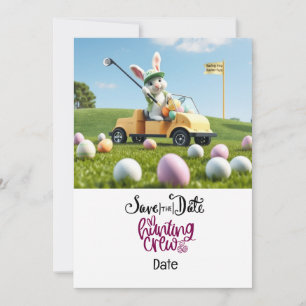 Invitación Golf Pascua Bunny montar un carrito de golf en un 