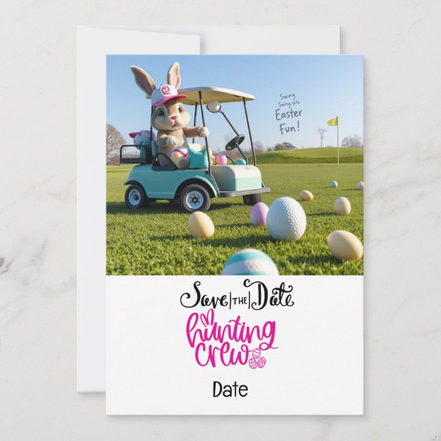 Invitación Golf Pascua Bunny montar un carrito de golf en un 