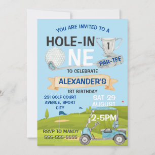 Invitación Golf Primer Fiesta de Cumpleaños