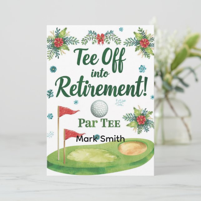 Invitación GOLF RETIREMENT Tee off ParTee para golfista (Anverso de pie)