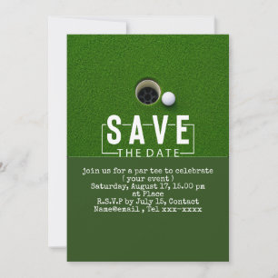 Invitación Golf salva la fecha bola de golf metiendo en el h