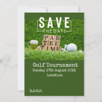 Golf Salva la fecha con bola de golf en verde