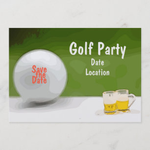 Invitación Golf Salva la fecha para fiesta con cerveza en el