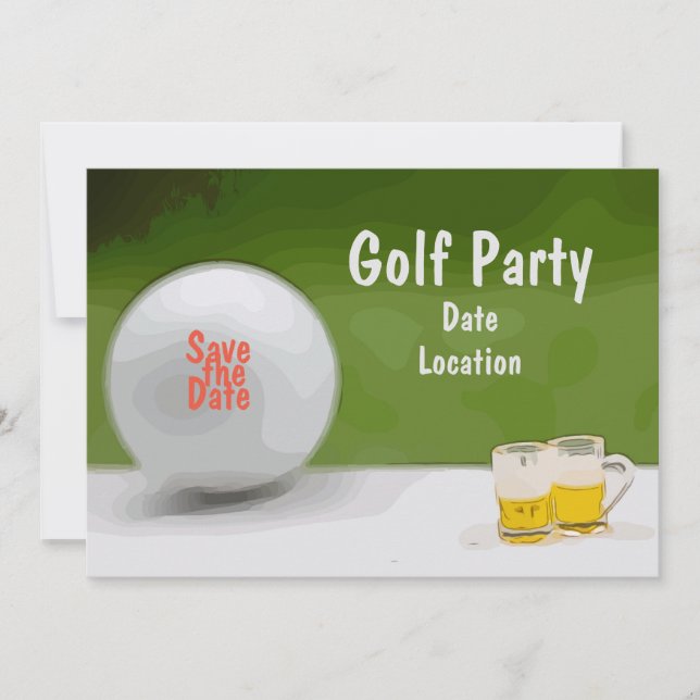 Invitación Golf Salva la fecha para la fiesta con cerveza en  (Anverso)