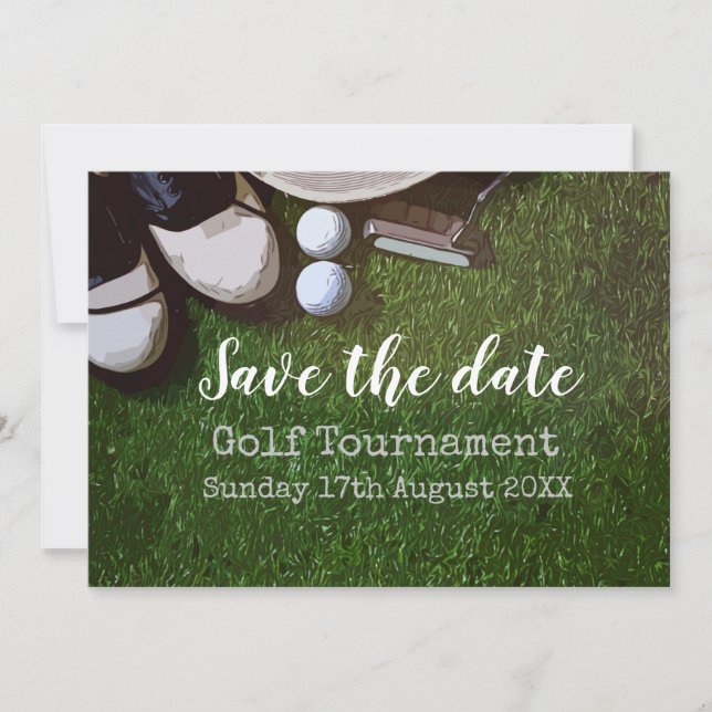 Invitación Golf Salvar el Torneo de Golf de fecha en verde (Anverso)