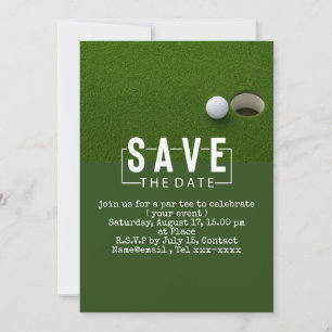 Invitación Golf salvar la fecha bola de golf putting hole in