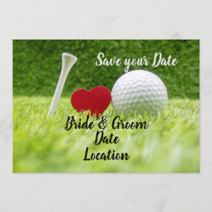 Invitación Golf salvar la fecha pelota de golf con amor