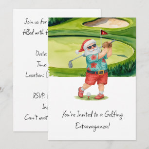 Invitación Golf Santa Claus Navidades de golf Tema de verano