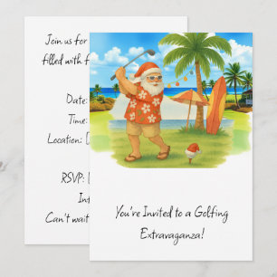 Invitación Golf Santa Claus Navidades de golf Tema de verano