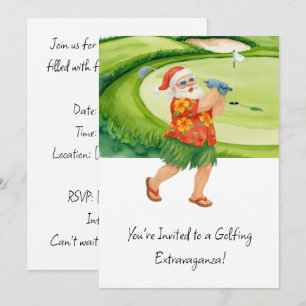Invitación Golf Santa Claus Navidades de golf Tema de verano