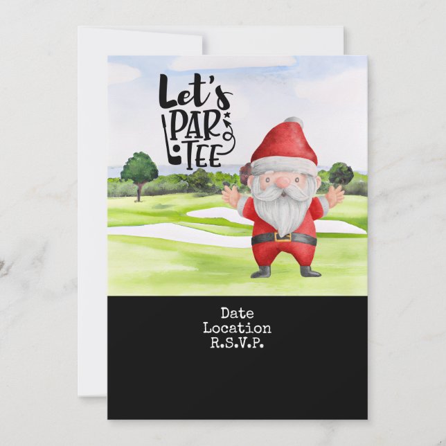 Invitación Golf Santa Claus Navidades Fiesta de vacaciones fe (Anverso)