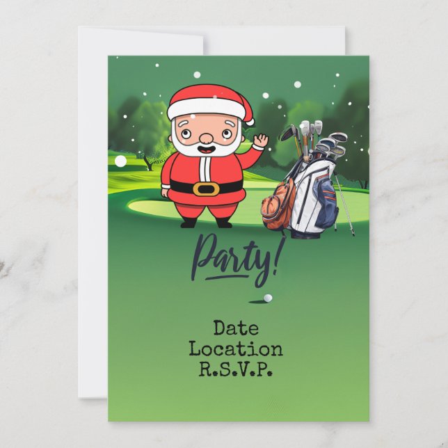 Invitación Golf Santa Juega el Día del Navidad (Anverso)