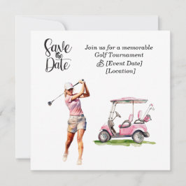 Invitación Golf Save the Date fiesta para una mujer fiesta go