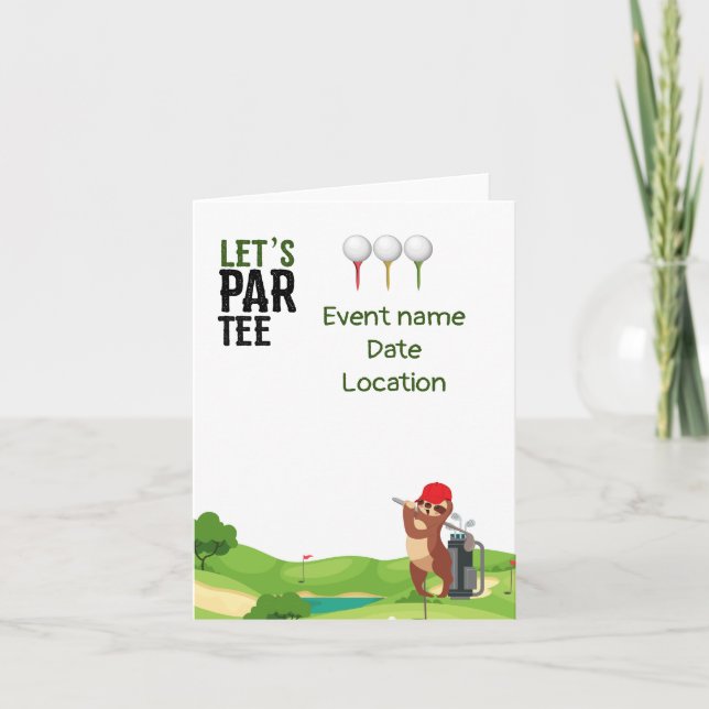 Invitación Golf Save the Date Let's Par Tee con Sloth diverti (Anverso)