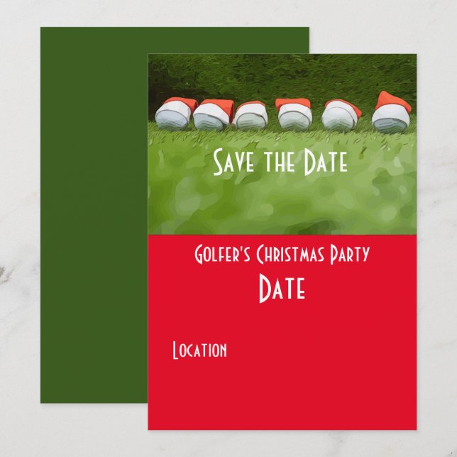 Invitación Golf Save the Date Navidades Fiesta Balón de golf  (Anverso / Reverso)