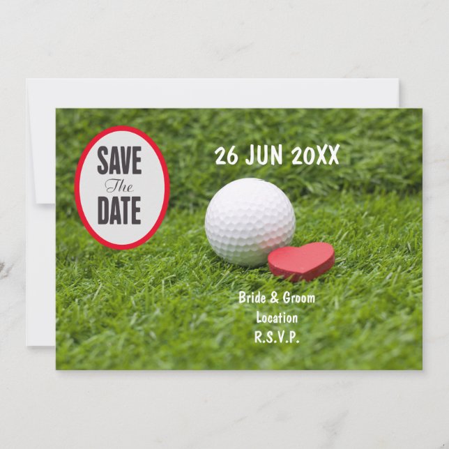 Invitación Golf Save the Date para golfista con amor por la p (Anverso)