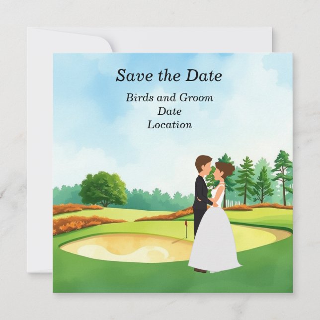 Invitación Golf Save the Date Wedding Party (Anverso)