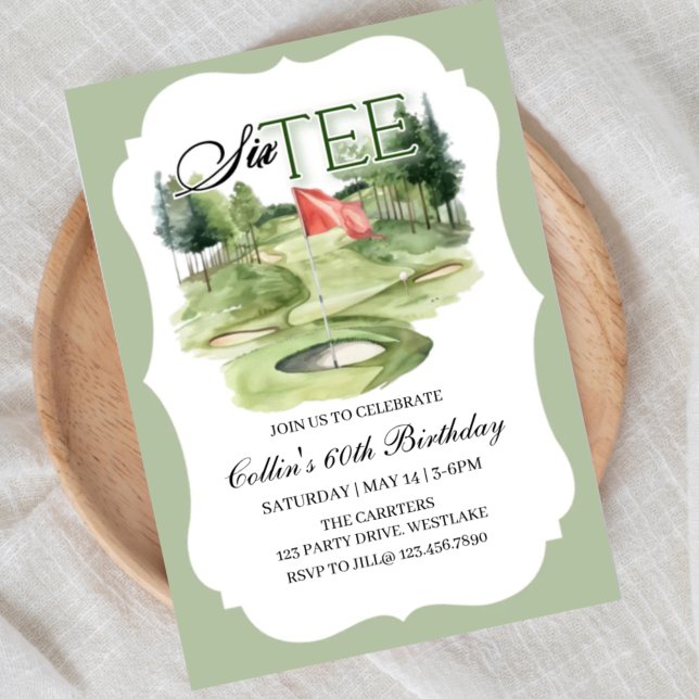 Invitación Golf SIX-TEE Birthday, 60, Golf Birthday,   (Subido por el creador)
