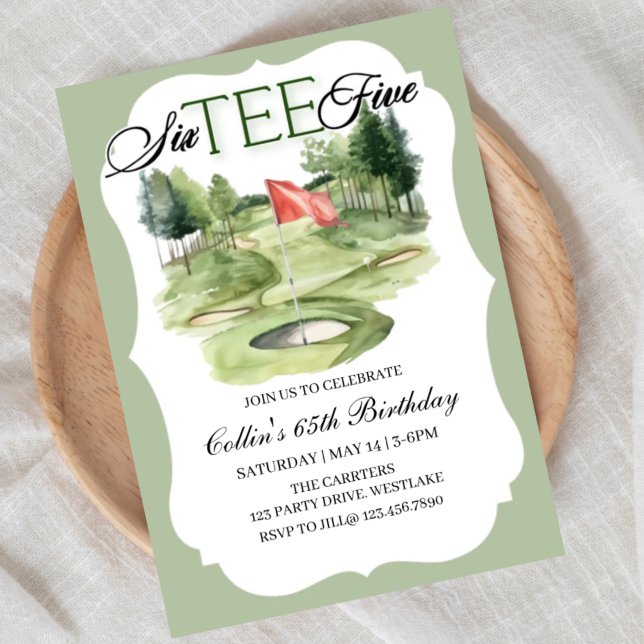 Invitación Golf SIX-TEE Birthday, 65, Golf Birthday,   (Subido por el creador)