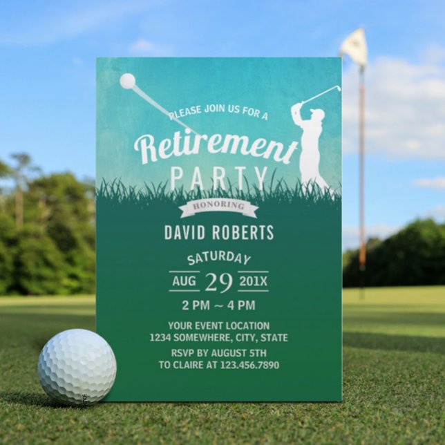 Invitación Golf Sport Retirement Fiesta Watercolor Blue Sky (Subido por el creador)