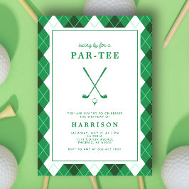 Invitación Golf Themed Birthday Party Modern Preppy Green