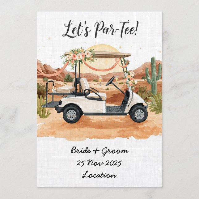 Invitación ¡Golf Vamos a Par-Tee! Boda de Golf en Arizona (Anverso)
