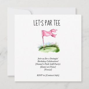 Invitación Golf Vamos a Par tee con bandera de golf en verde