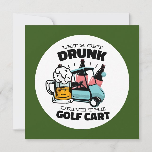 Invitación Golf Vamos a Par tee con carrito de golf (Anverso)