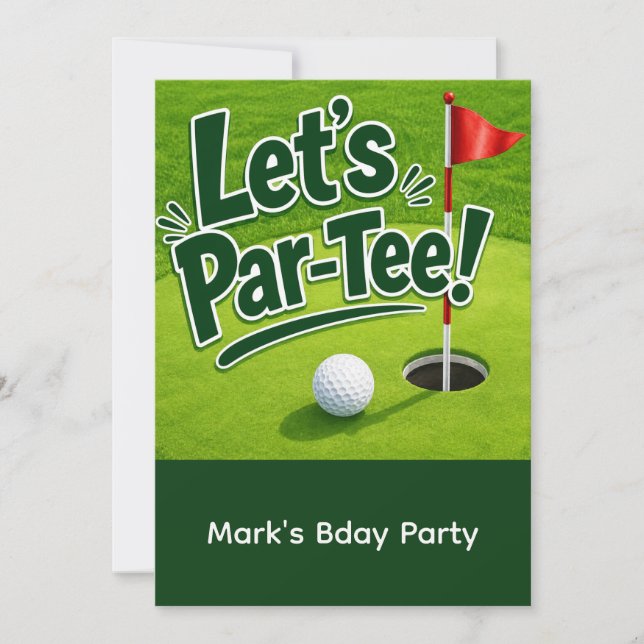 Invitación Golf Vamos a Par-Tee Fiesta en Putting Green (Anverso)