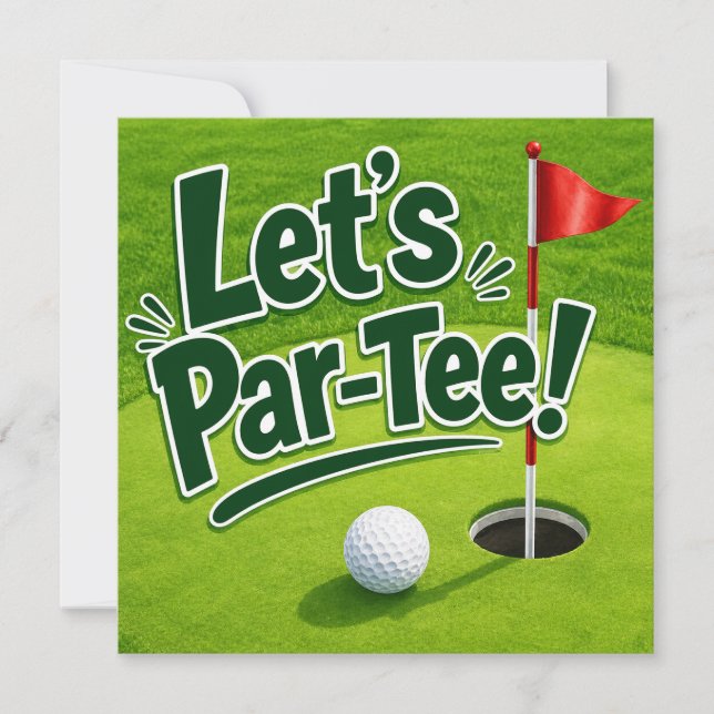 Invitación Golf Vamos a Par-Tee Fiesta en Putting Green (Anverso)
