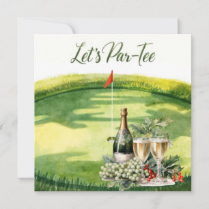 Invitación Golf Vamos a Partear con bandera de golf en verde