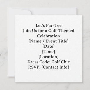 Invitación Golf Vamos al Par con bandera de golf en verde bla