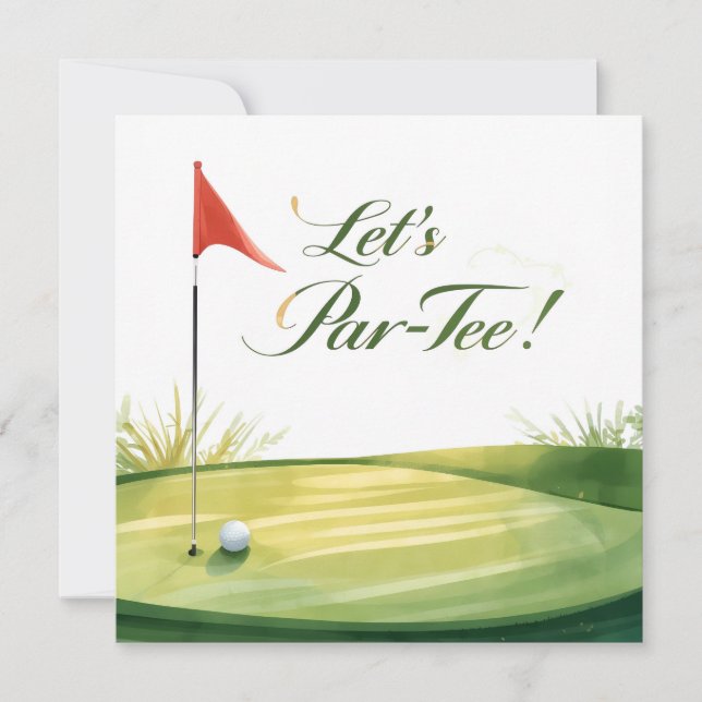 Invitación Golf Vamos al par con campo de golf (Anverso)