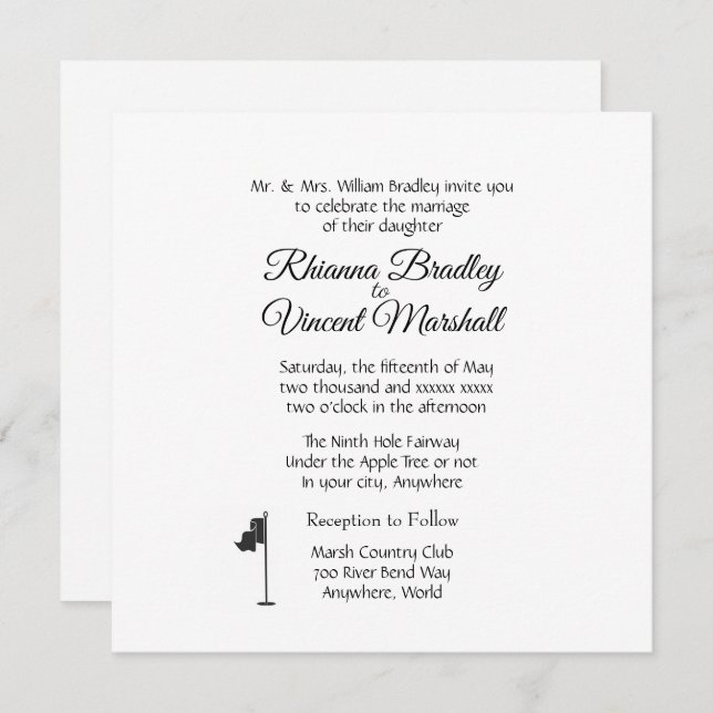 Invitación Golf Wedding Theme White Invitations (Anverso / Reverso)