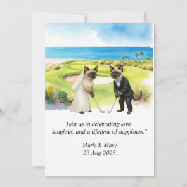 Invitación Golf Wedding themed for Cat Lovers