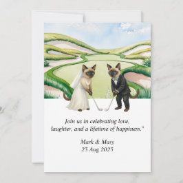 Invitación Golf Wedding themed for Cat Lovers