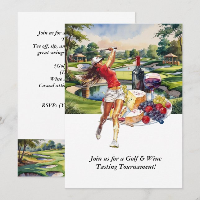 Invitación Golf & Wine Tasting Tournament Invitation (Anverso / Reverso)