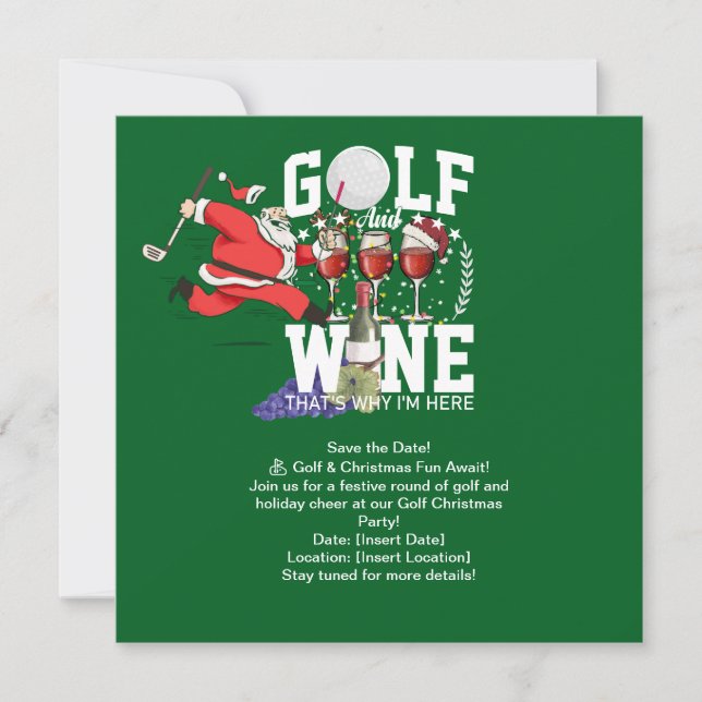 Invitación Golf y vino por eso estoy aquí para Navidades (Anverso)